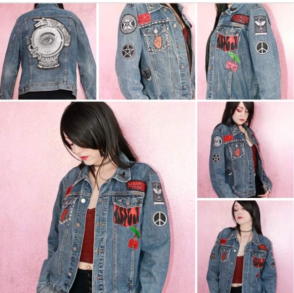 SOLD! Chilling Adventures of a Hell Witch Calvin Klein y2k patch jean jacket - Picture 16 of 16